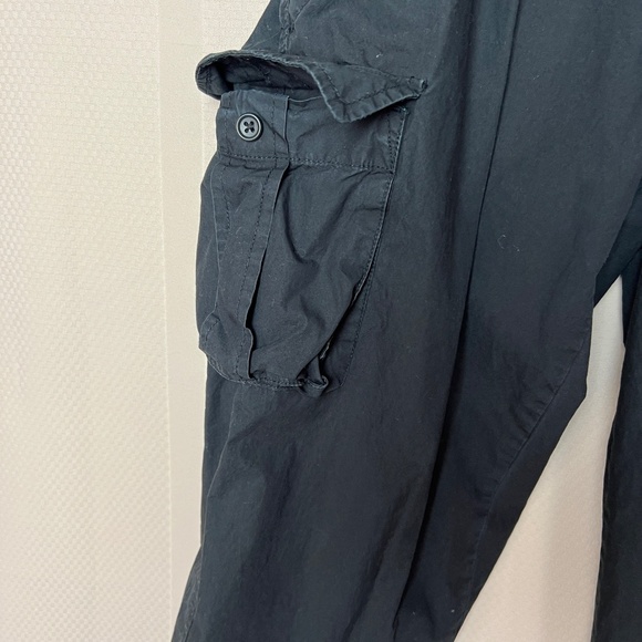 James Perse Women's Cotton Cropped Rolled Pull-On Cargo Parachute Pants Black 3 - Picture 5 of 9